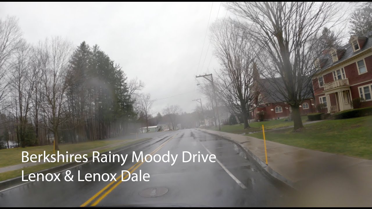 Berkshires moody rainy day drive in Lenox Dale