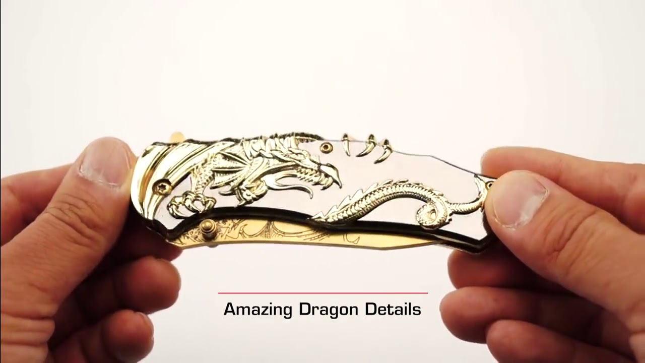 Master Cutlery MC-A045 Fantasy Dragon Spring Assisted Pocket Knife