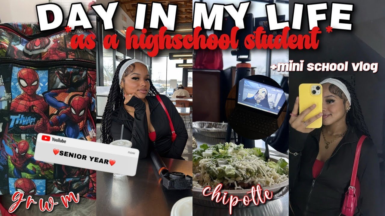 DAY IN MY LIFE AS A HIGHSCHOOL STUDENT || grwm, +mini school vlog, chipotle ,game day, night routine
