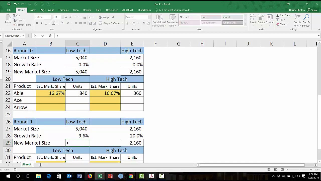 BA211 Excel Assignment #2: Sales Forecasting Part 1