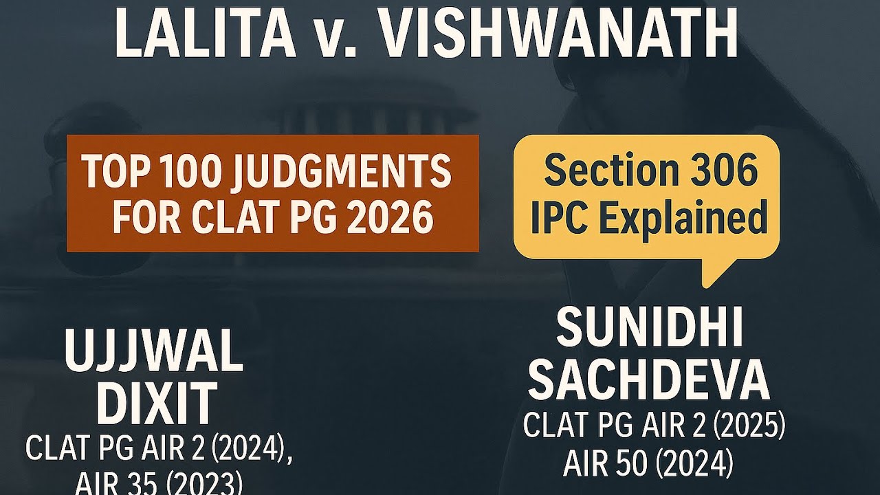 TOP 100 JUDGMENTS FOR CLAT PG 2026| LALITA vs VISHWANATH AND OTHERS| KFALEGAL