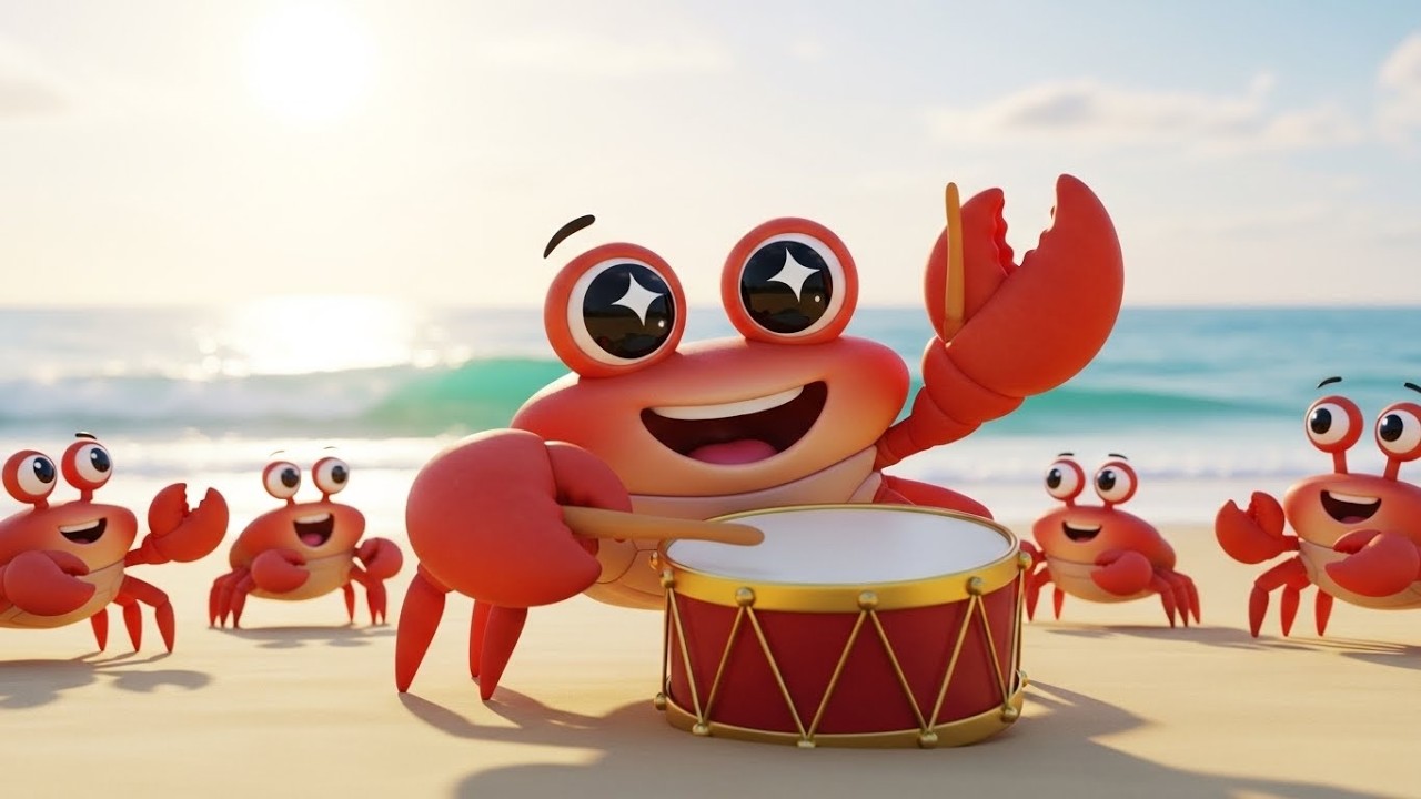 Забавный краб играет на барабане «Бум-Бум» 🦀🥁🌊 | Мультфильм для детей и весёлые приключения