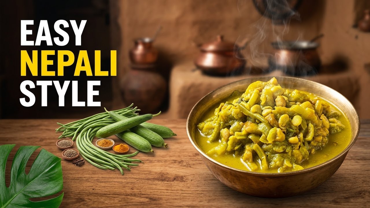 Yardlong Bean & Luffa Gourd Curry Recipe (Bodi Ra Ghiraula Ko Tarkari) - Nepali Style