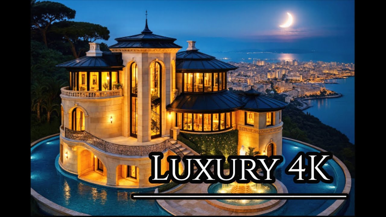 ✨Villa Lights Over the Ocean – Seaside Luxury Night Ambience & Coastal Elegance | 4K 🌙🌊
