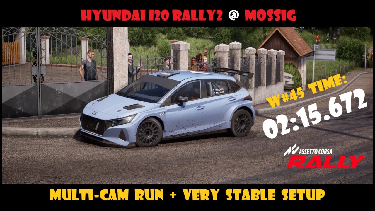 AC Rally | Hyundai i20 Rally2 @ Mossig | W#45 time | 02:15.672 | multi-cam run + setup