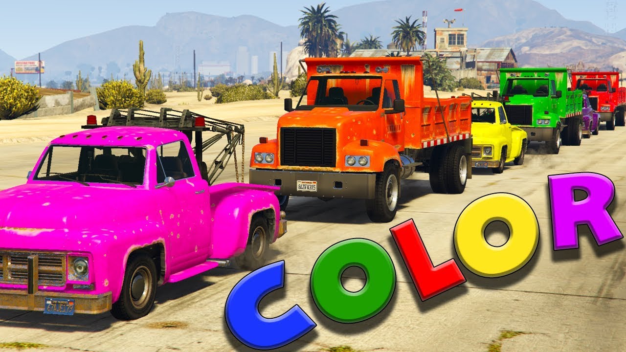 GTA V MODS - Learn colors with Trucks 3D Animation Cars