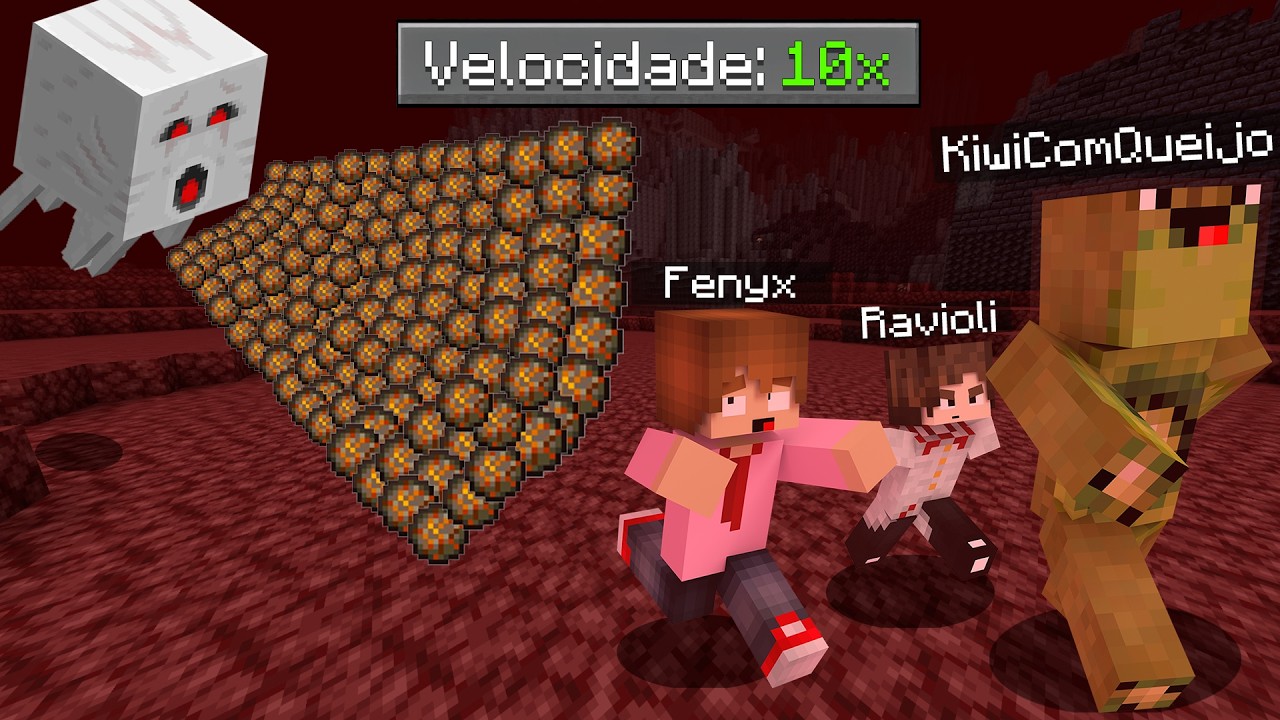 3 idiotas no minecraft com VELOCIDADE 10x (impossivel...)