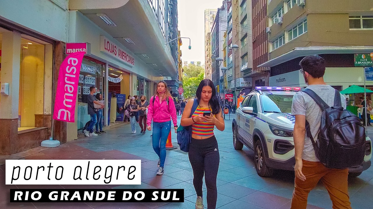 Walking in downtown Porto Alegre — Rio Grande do Sul, Brazil 【 4K UHD 】