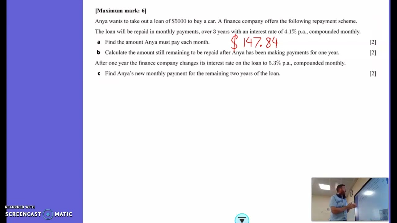 Loans - Repayments Question IB AI SL Casio FXCG50