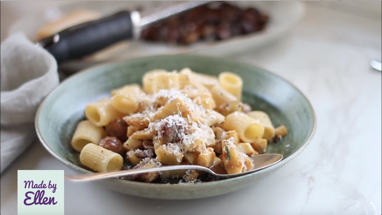 Pasta met pastinaak en gekookte kastanjes