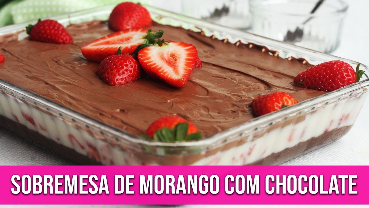 SOBREMESA MORANGO COM CHOCOLATE NA TRAVESSA