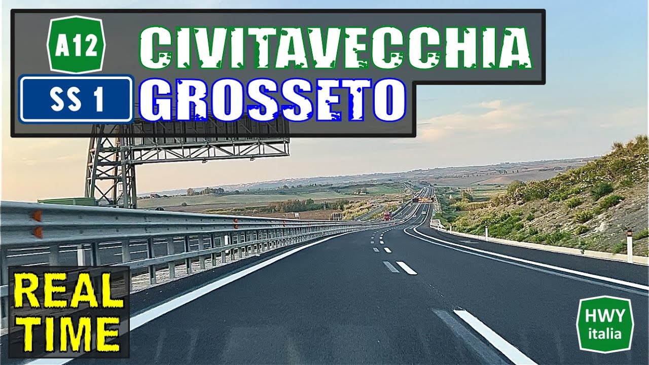 4K - via Aurelia | da Civitavecchia A12 a Grosseto - Real Time