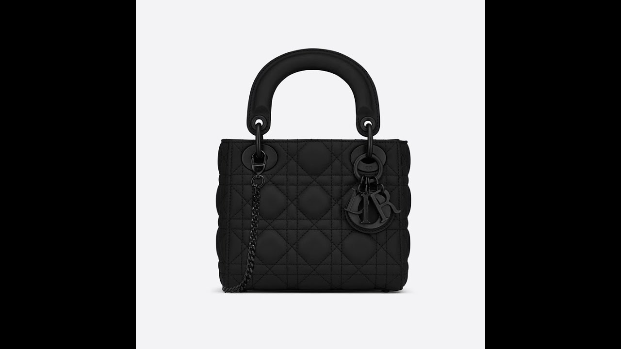 Dior black matte cow leather rattan check mini LADY DIOR handbag M0505
