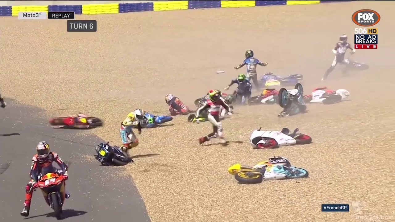 Oil Leak and Rain Chaos in Motorcycle Racing
