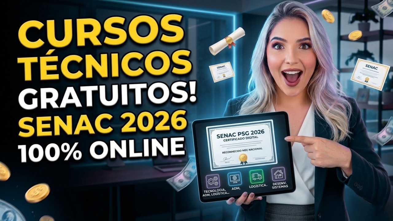 SENAC abre 2220 VAGAS para 12 CURSOS T&Eacute;CNICOS EAD GRATUITOS | 100% ONLINE | Mari Rel