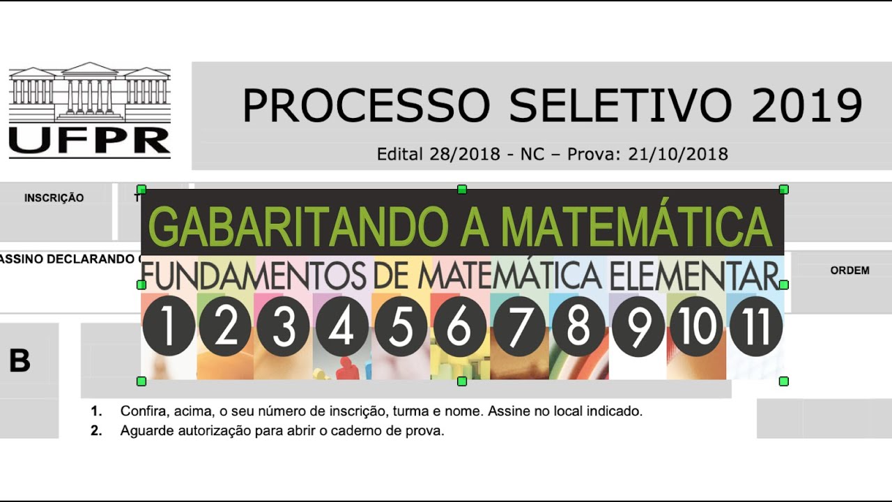 GAM – P02 – UFPR 2019 – Objetiva e Discursiva de Matemática