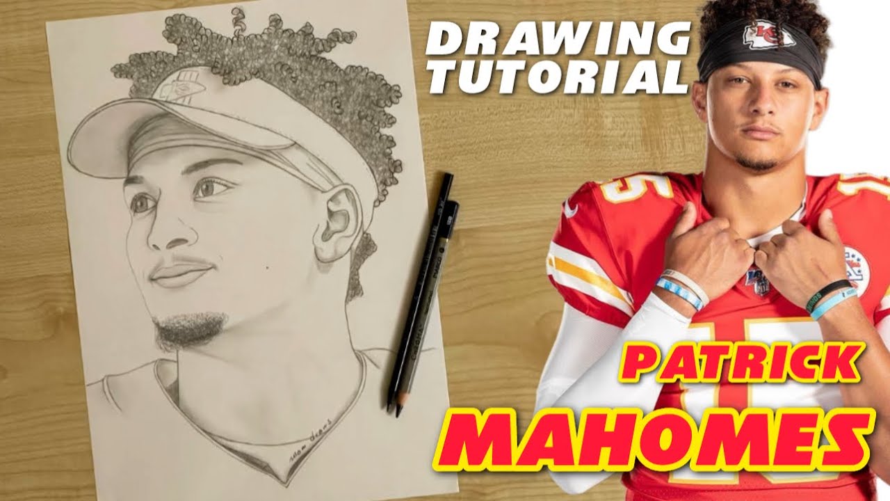 How to draw PATRICK MAHOMES easy realistic / How to draw a football player of CHIEFS