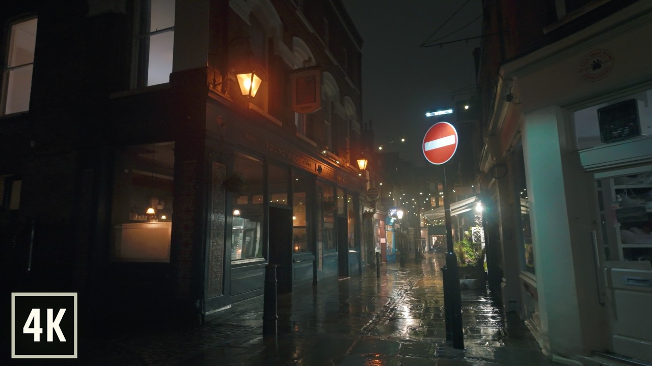 ☔️ Rainy London Walk | Hampstead Village at Night 4K