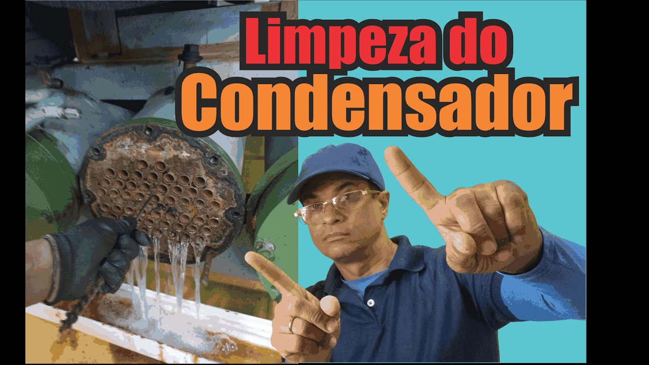 Limpando um condensador de um chiller...