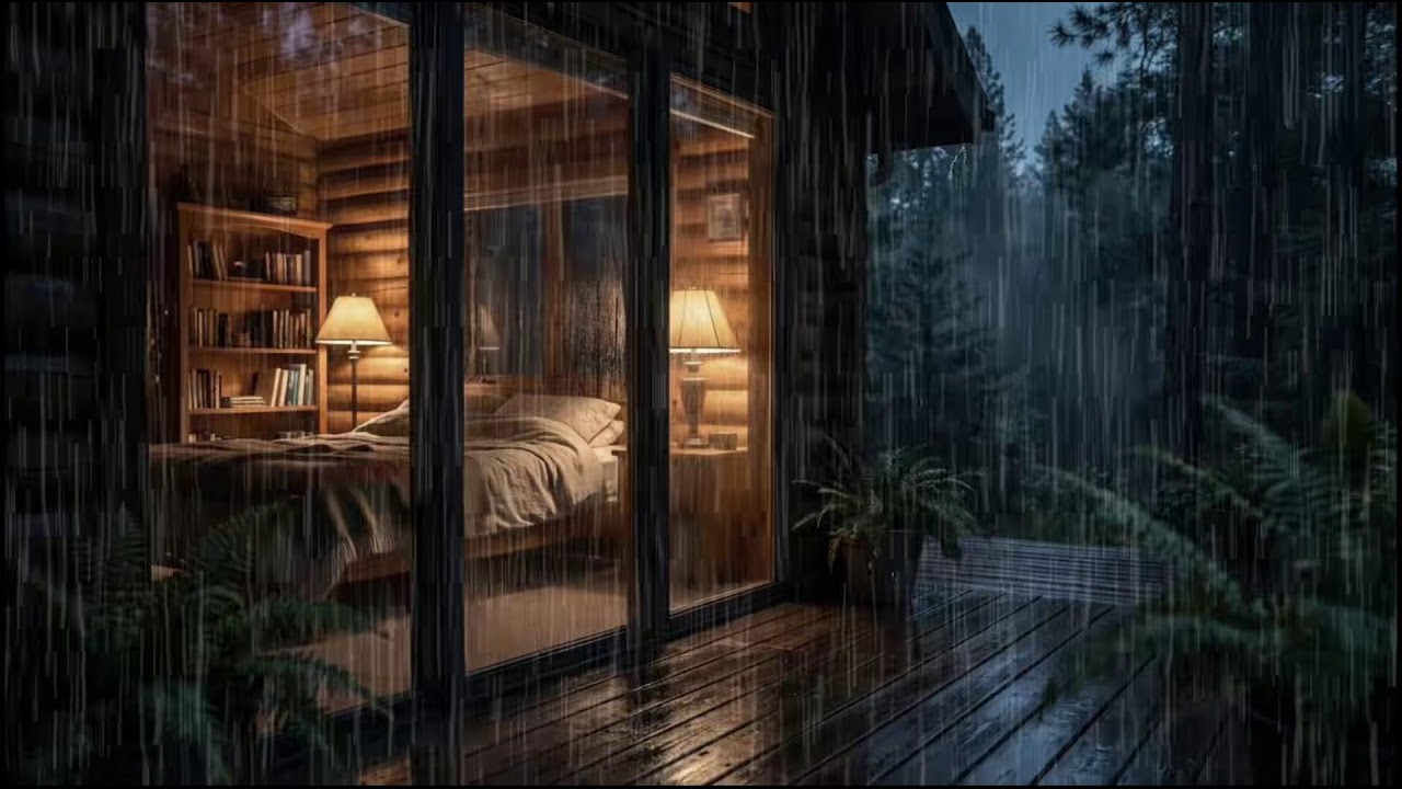 Quiet Rainy Forest Cabin 🌲 | Slow rain ambience with natural rain sounds for night relaxation