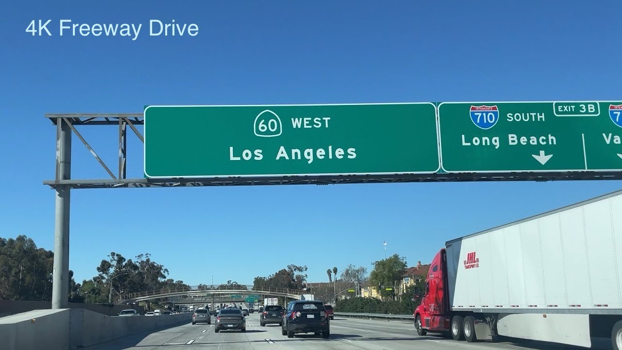 4K LA Freeway Drive | Toward Los Angeles downtown area. I-60 West. ASMR road trip.
