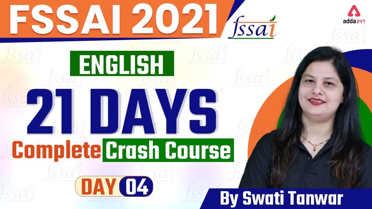 FSSAI Recruitment 2021 | English | 21 Days Crash Course | Day #4 | By Swati Tanwar