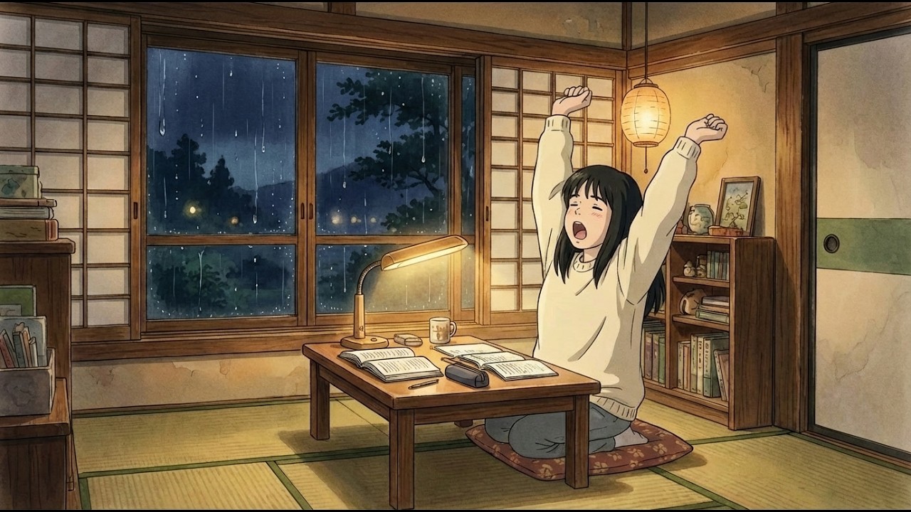 Study With Me in the Rain – Living Alone in Old Japanese House | Ghibli ASMR