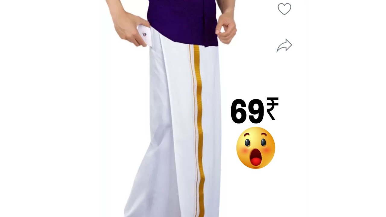 Dhoti parkasam cotton white solid colour