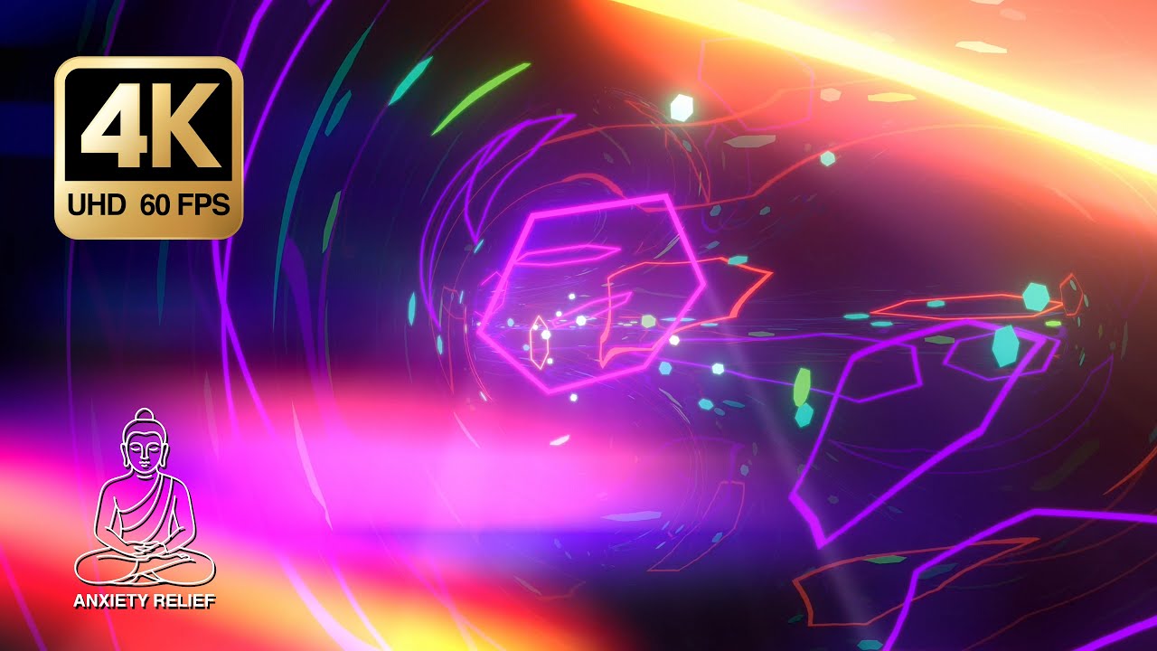 VJ Tunnel Background 4K • 3 Hours Neon Abstract Polygon Loop (No Music)