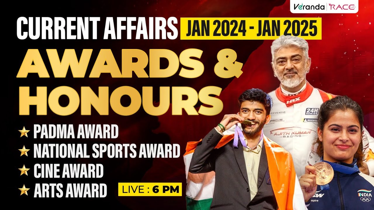 CURRENT AFFAIRS JAN 2024 - JAN 2025 SSC & RAILWAY | AWARDS & HONOURS | BY RAGHUL