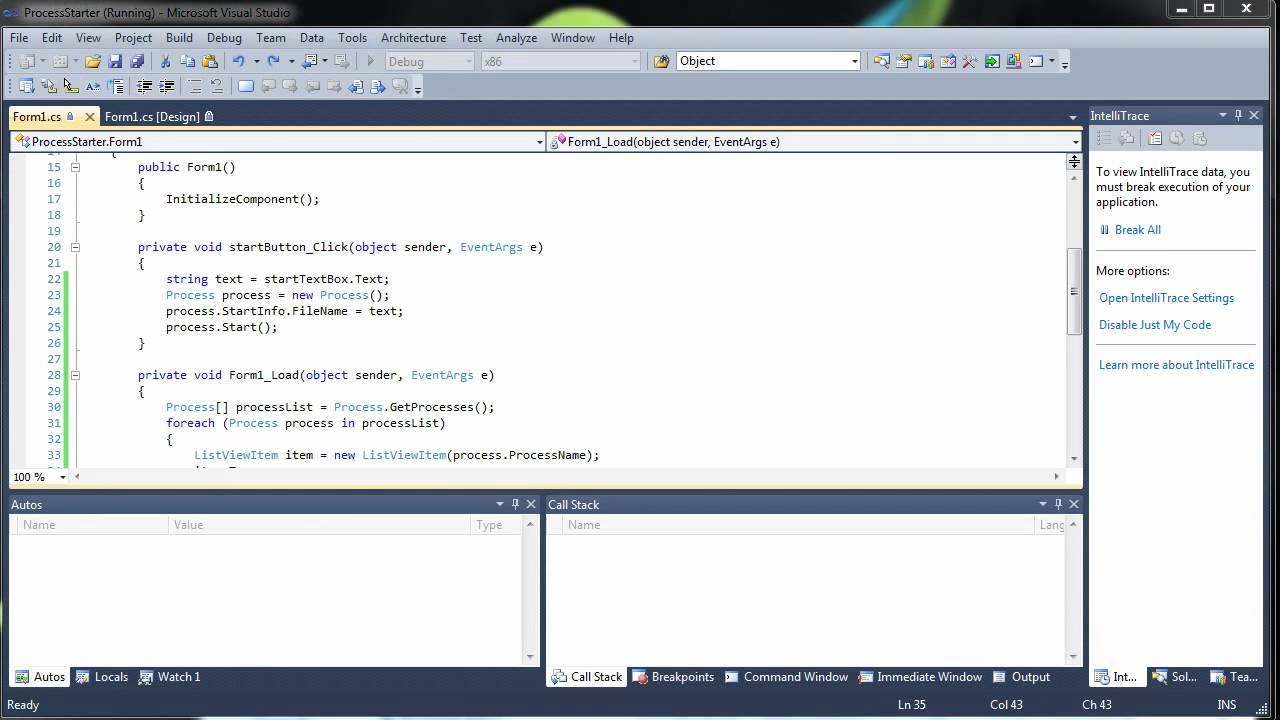 Start, Stop, & List Processes - C# C Sharp Visual Studio 2010