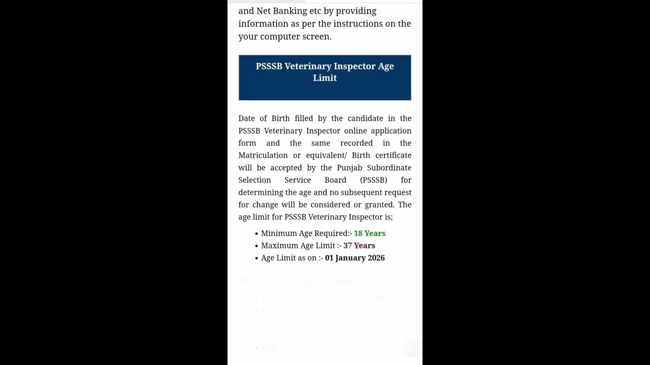 PSSSB Punjab Veterinary Inspector Recruitment 2026 ( Daily Vacancy Update)