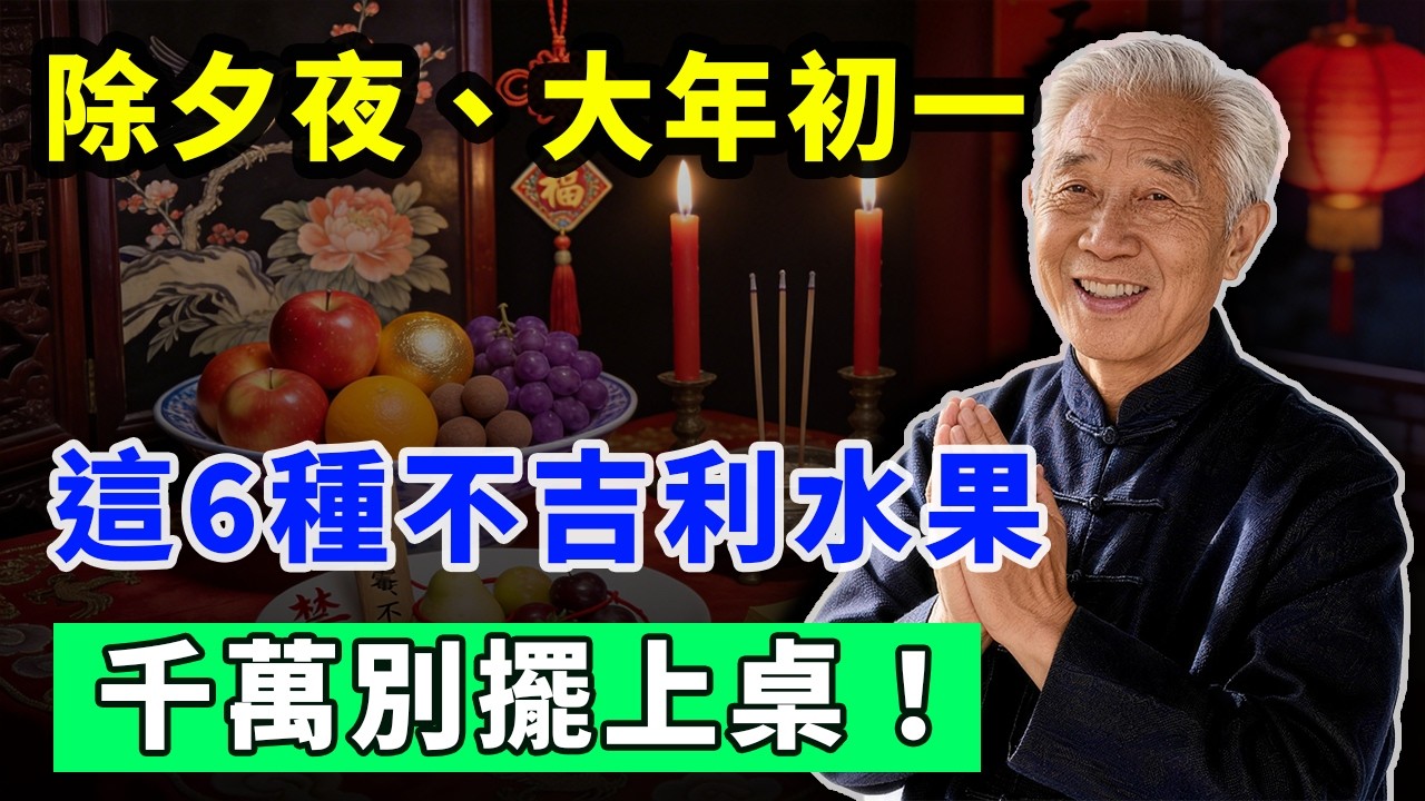 除夕夜、大年初一，這6種不吉利水果，千萬別擺上桌！容易招災招不吉，來年註定受窮！#除夕禁忌 #過年習俗 #民俗 #命理 #風水 #財運 #傳統文化 #佛學 #智慧 #禁忌