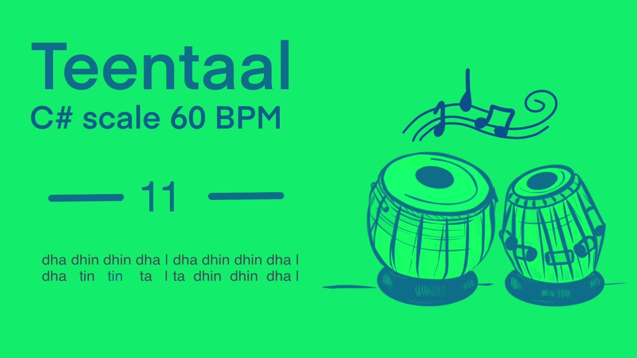 Teentaal Tabla 60 BPM with Tanpura on C# Scale | Music Practise