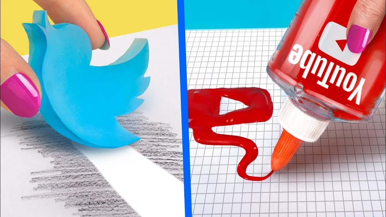 10 Divertenti Fai Da Te Per La Scuola / Materiale Scolastico A Tema Social Media