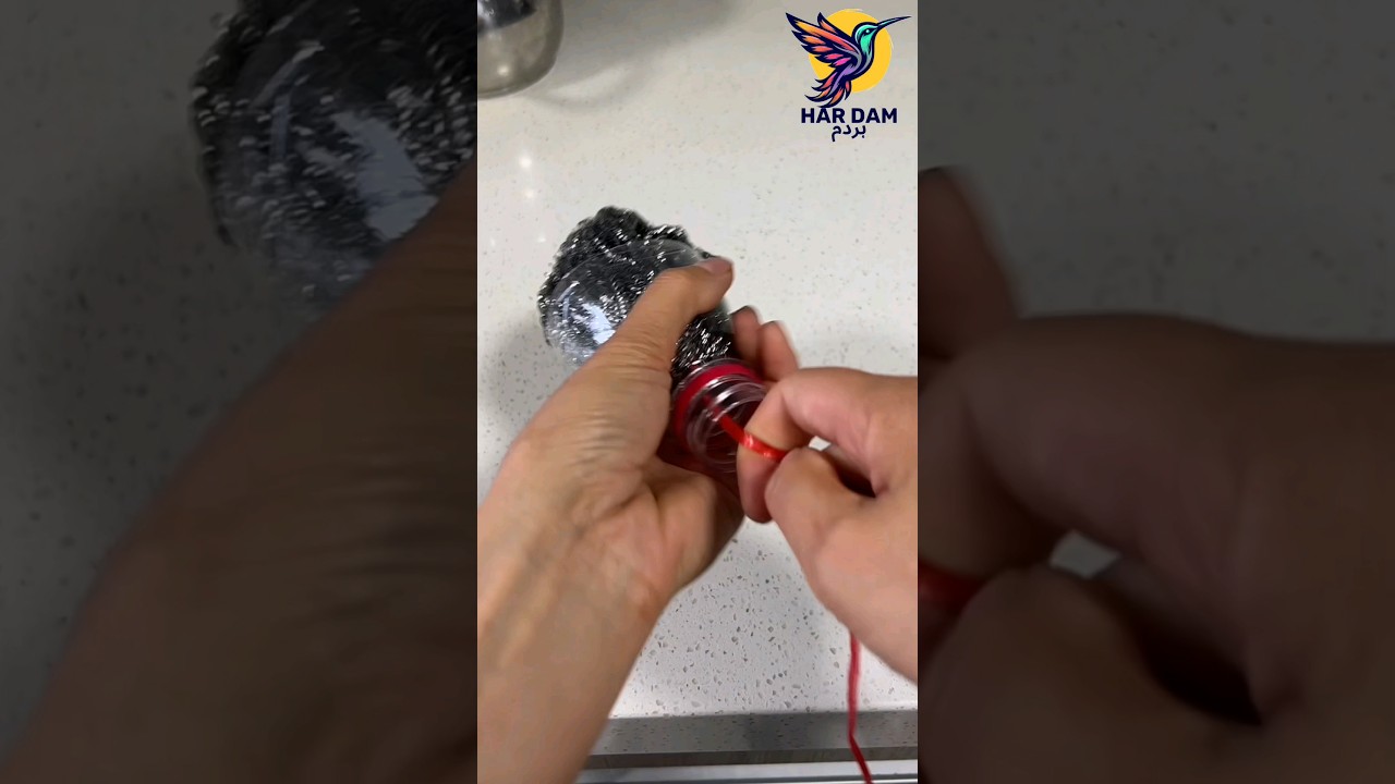 DIY kitchen scrubber||kitchen Gadgets|kitchen hacks||reuse plastic bottles|steel wool magic#Hardam