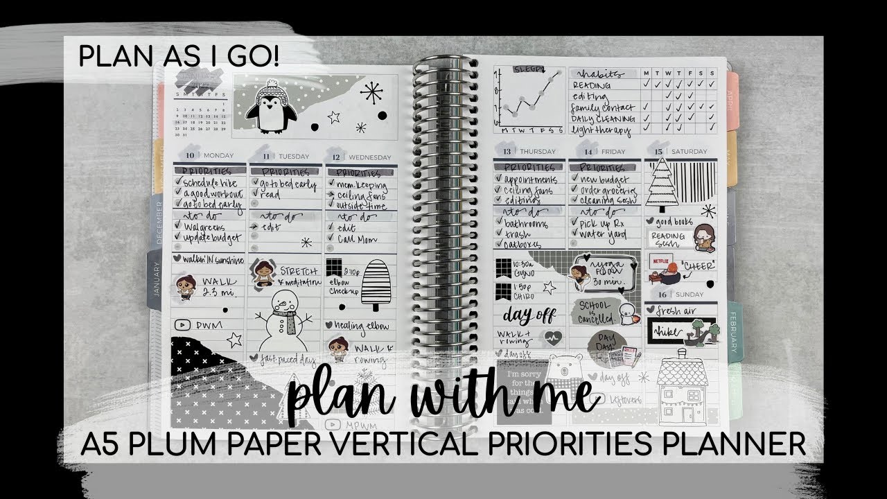 PLAN WITH ME | FUNctional planning in my A5 plum paper vertical priorities planner | week of 1.10-16