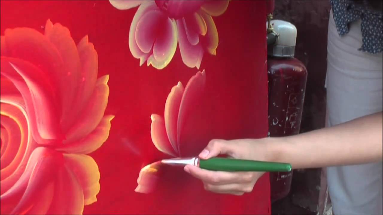 Street art. One Stroke Painting. Tagil roses. Tatyana Kudryavtseva
