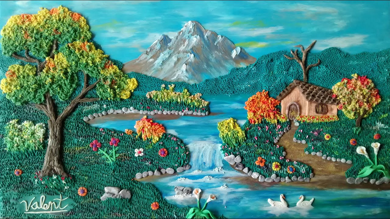 Como hacer un paisaje en plastilina parte 2 el agua y la tierra