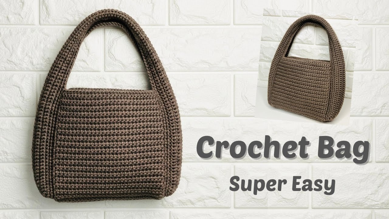 【かぎ針編み】 簡単バッグの編み方｜往復編みだけ｜Easy Crochet Bag