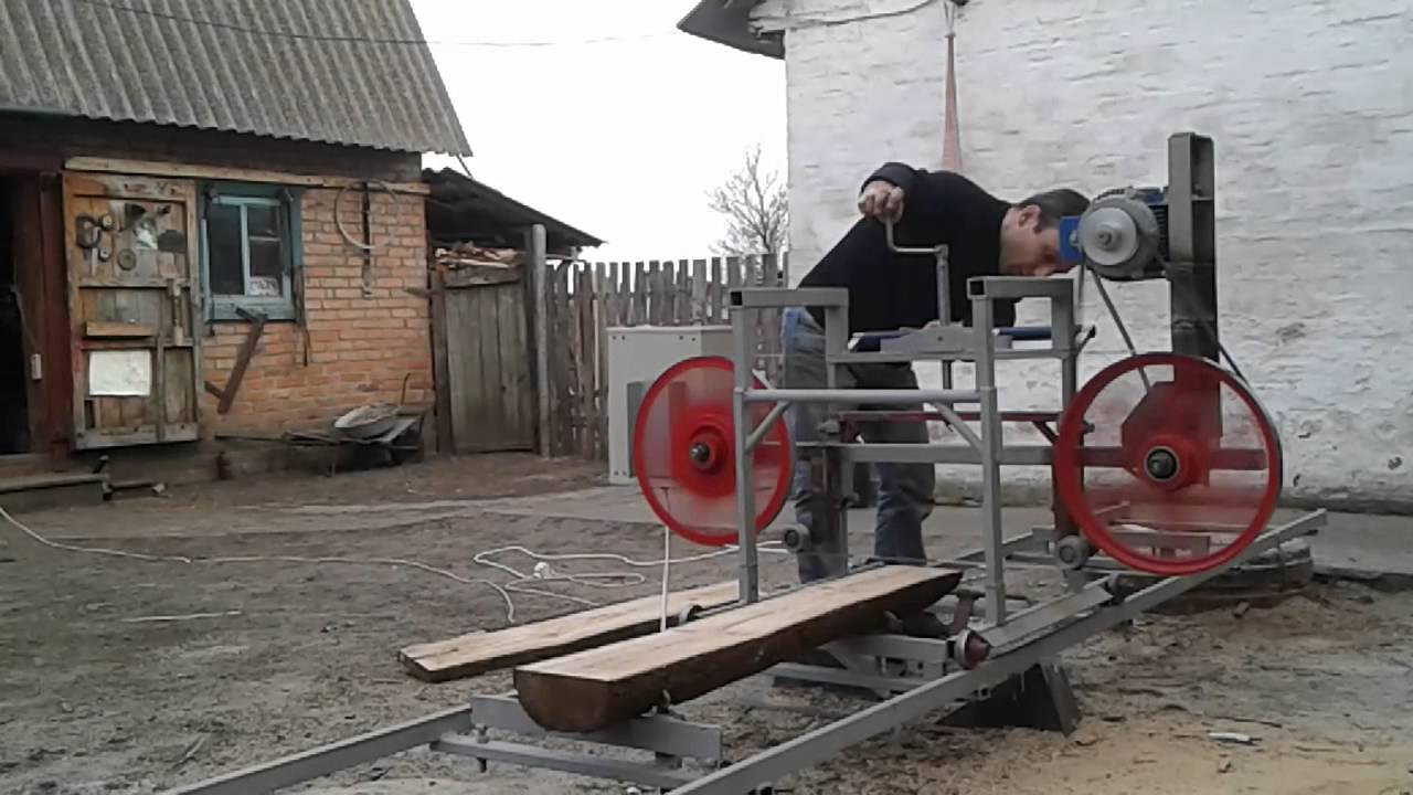 Самодельная ленточная пилорама х 440 мм колёса