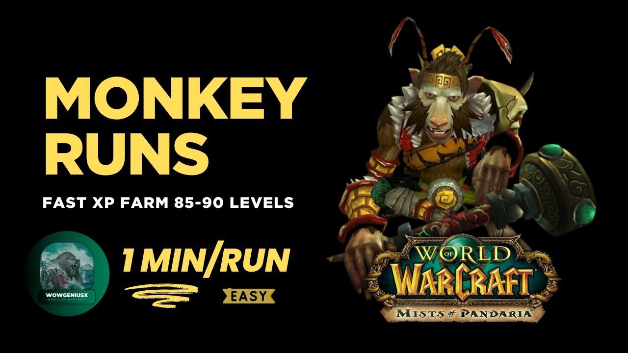 wow mop monkey run best xp rate for leveling 85-90 unlimited runs 1min #worldofwarcraft #wowclassic