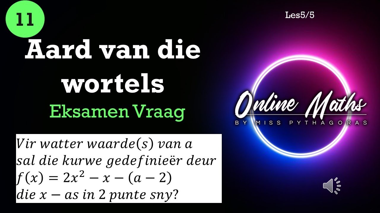 Aard van die wortels Graad11: L5 Eksamen Vraag