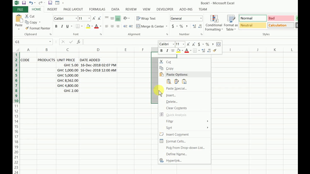 How to custom format excel for ghana cedi (currency)
