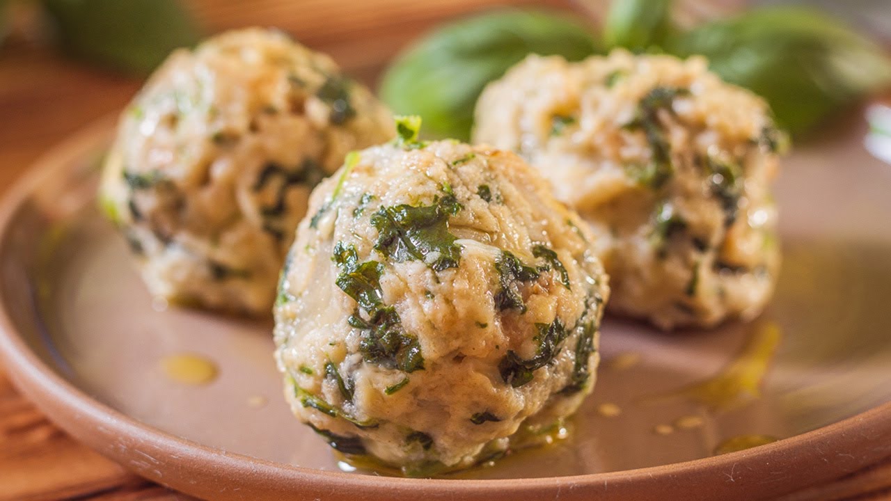 vegane käsige Spinatknödel selber machen!