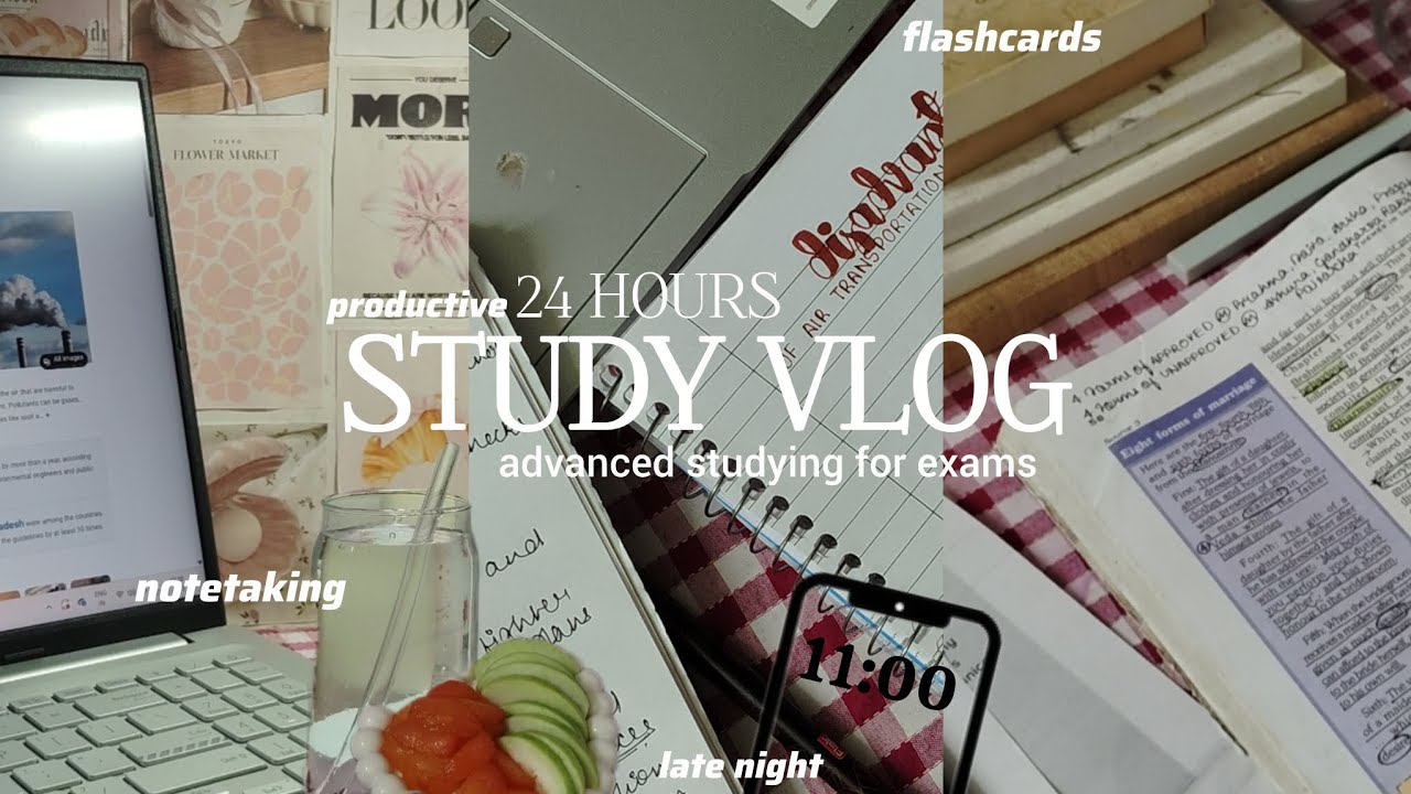 24 Hours study vlog 💌 advanced studying for exams,staying up late,notetaking,flashcards