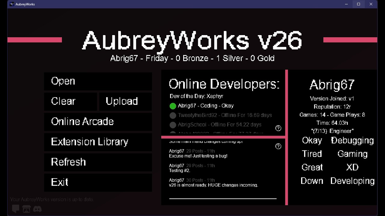 AubreyWorks Game-Engine v26 Announcement