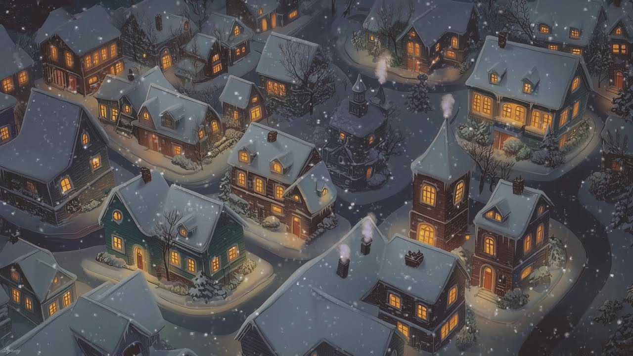 vintage music playing on a cozy snowy 1950s night to relax & sleep to