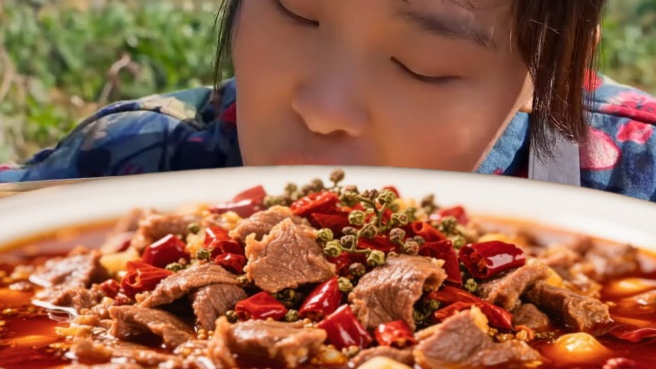 秋妹的水煮牛肉太絕了！熱油淋下瞬間沸騰，鮮嫩入味比飯店還香！ 【顏美食】