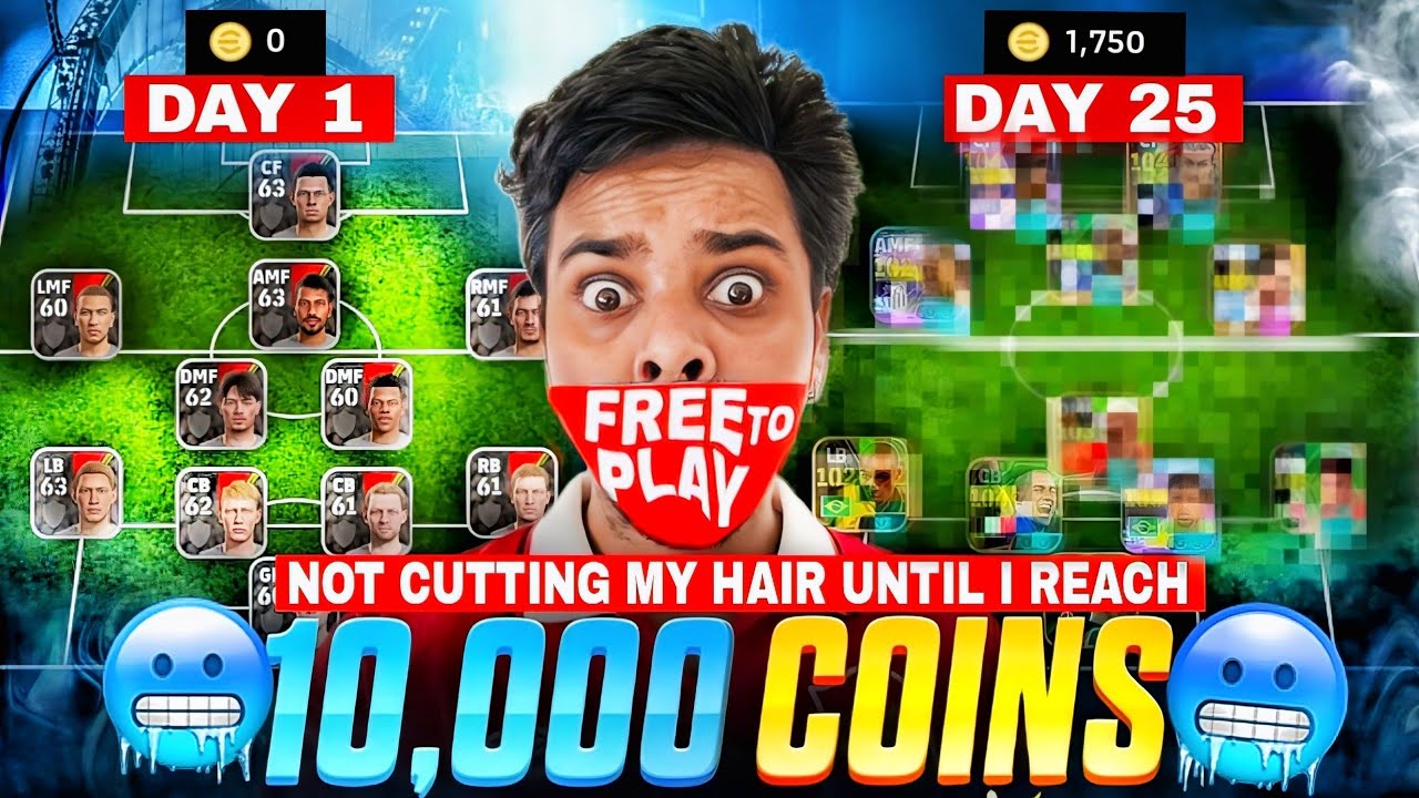 Day 25 of not cutting my Hair untill Saving 10,000 eFootball Coins 😯 Completed 25 Days ✅